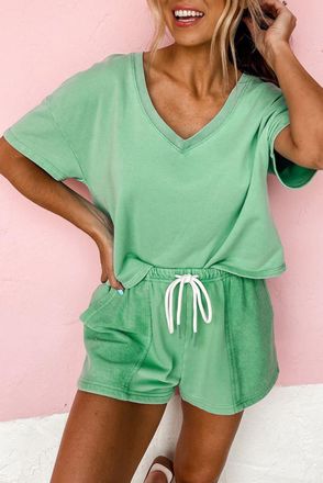 Azura Exchange V-hals Korte Mouwen Shorts Set