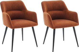 Vente-Unique Conjunto de 2 sillas con reposabrazos de tela y metal negro - Terracota - HEKA