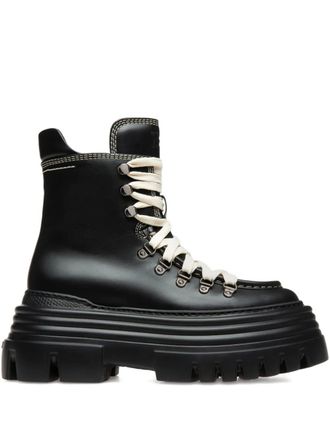 Bally Graciella laced-leather boots - women - Bovine Split Leather/Lamb Skin/Leather/Rubber - 39 - Black