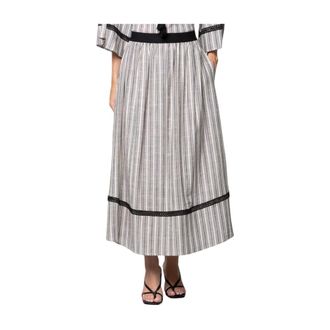 Kaos Falda a Rayas de Viscosa y Lino - Skirts - Mujer - Gris - XL