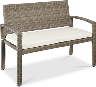 Best Choice Products 2-Person Outdoor Wicker Bench Garden Patio Porch Furniture w/ 700lb Capacity, Cushion