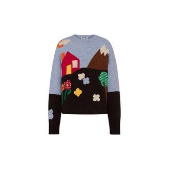 Moschino Shetland Wool Pullover Archive - Dames - Ronde hals truien - Veelkleurig - M - Wol - Truien & Vesten