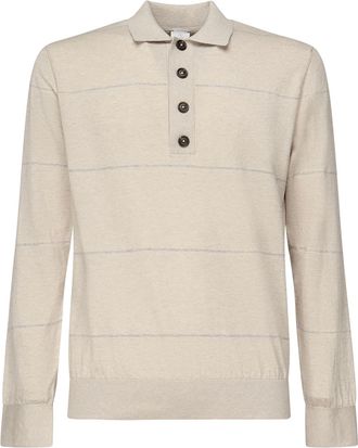 Eleventy Striped Long-sleeved Polo Shirt