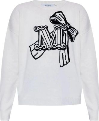 Max Mara Zurlo Sweater - Dames - Ronde hals truien - Wit - M - Wol - Truien & Vesten