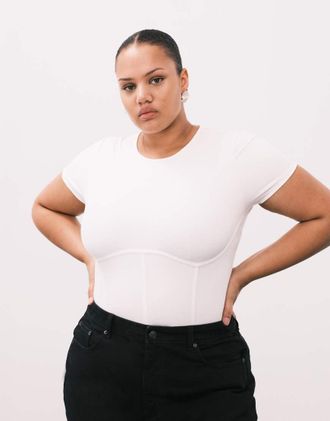 Good American Body leggero a corsetto bianco