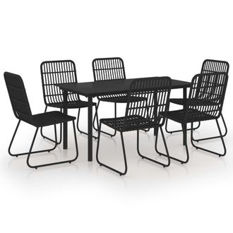 vidaXL Juego De Comedor Para Jard&iacute;n 7 Piezas Rat&aacute;n Sint&eacute;tico Y Vidrio Vidaxl