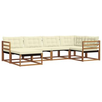 vidaXL Conjunto De Sof&aacute;s De Exterior Con Coj&iacute;n 6 Pcs Natural Y Crema Vidaxl