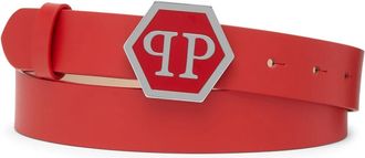 Philipp Plein Hexagon Riem - Dames - Riemen - Rood - 70 CM - Leer - Accessoires