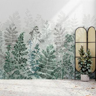 Superfresco Easy Leaf Silhouette Emerald Print To Order 3m x 2.8m Mural in Green
