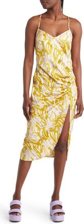 Open Edit Strappy Shirred Sleeveless Midi Dress in Purple P Lava Abstract at Nordstrom, Size Xx-Small