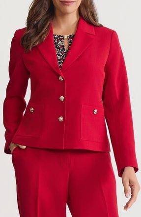 Kasper Single Brested Crepe Blazer in Fire Red at Nordstrom, Size 14P