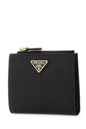 Prada Womens Black Leather Wallet Portafogli