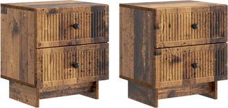 vidaXL Armario De Noche 2 Uds. Madera Envejecida 43 X 34,5 X 47,5 Cm Vidaxl