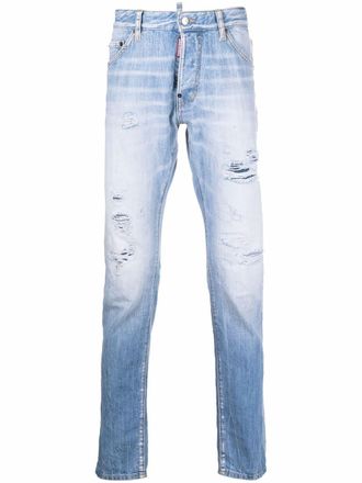 Dsquared2 distressed-effect straight-leg jeans - men - Cotton/Polyester/Cotton - 42 - Blue