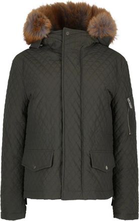 Burberry Gewatteerde jas met faux fur capuchon - Dames - Winterjassen - Groen - M - Katoen - Jassen