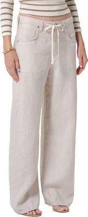 Citizens Of Humanity Brynn Drawstring Waist Wide Leg Linen Pants in Pale Stone Light/Medium Cream at Nordstrom, Size 31