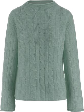 Guest In Residence Green Cable-Knit Wool-Blend Crewneck Sweater