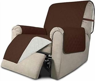 OEM Funda Para Sill&oacute;n Reclinable, Reversible, Impermeable, Con Correas El&aacute;sticas - Se Adapta A Sillones Reclinables De 22 Pulgadas, Color Caf&eacute;/marfil