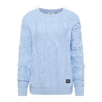 Carlo Colucci Carlo Colucci, Round-neck Knitwear, male, Blue, Size: L Round-neck Sweater