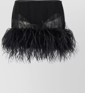 The Attico high waist feather mini skirt sheer panel