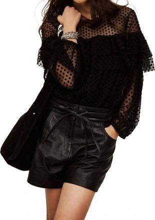 BA&SH Round Collar Blouse Top In Black