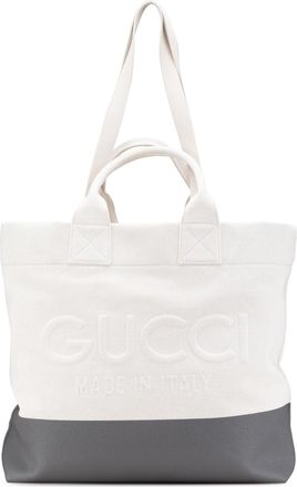 Gucci Pre-owned Womens Tote Bag Embossed Logo - White Textile - One Size