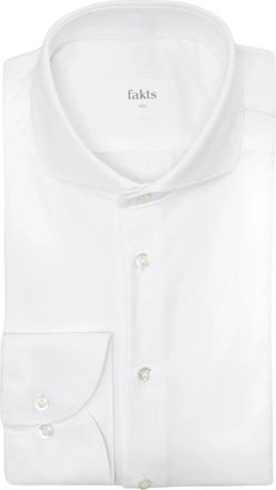 Fakts Slim Fit Leisure Shirt Stretch - Heren - Zakelijke Overhemden - Wit - S - Leer - Overhemden