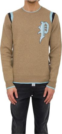 Philipp Plein Beige Ronde Hals Pullover Sweater - Heren - Ronde hals truien - Beige - L - Truien & Vesten