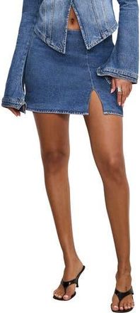 Good American Front Slit Denim Miniskirt in Indigo771 at Nordstrom Rack, Size 4