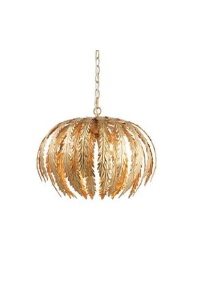 Netlighting Delphine Floral Leaves 3 Light Spherical Pendant Gold Paint E14