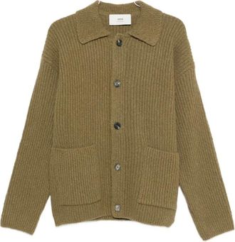 Ami Truien & Vesten, Heren, Groen, L, Katoen, Wool and Cotton Ribbed Cardigan