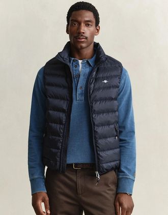 GANT Mens GANT Mens Light Down Shield Logo Gilet - 433 Evening Blue - Navy - Size: 40/Regular