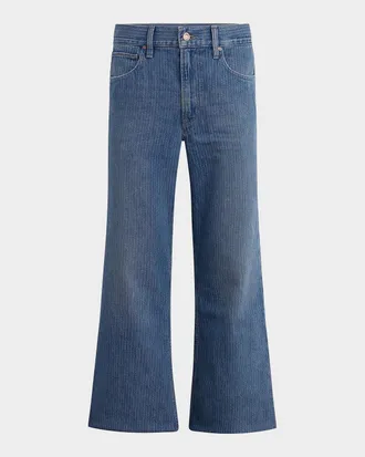 Hudson Hendrix Pinstripe-Denim Flared Wide-Leg Jeans