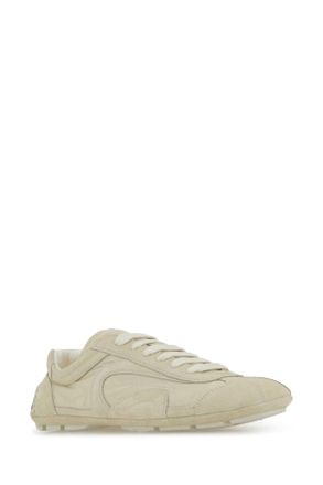 Prada Mens Ivory Suede And Re-Nylon Montecarlo Re-Edition 2005 Sneakers Avorio