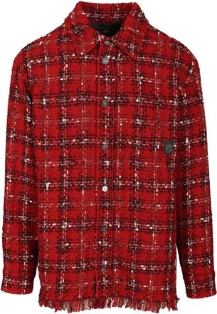 Amiri Tweed Flanellen Overshirt - Heren - Blazers - Rood - L - Tweed - Jassen