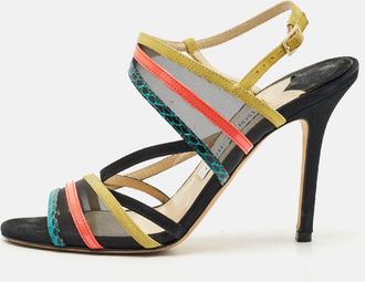 Jimmy Choo London Multicolor Suede And Mesh Visby Sandals