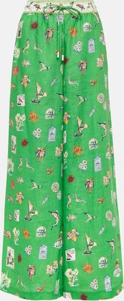Alemais Printed linen wide-leg pants