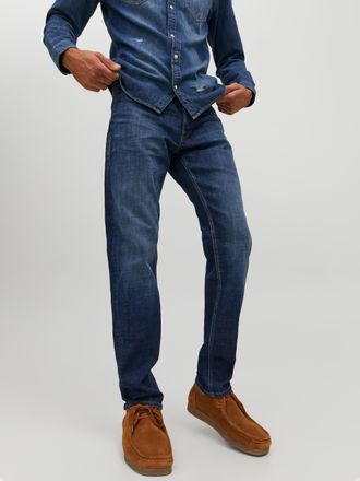 Jack & Jones Tapered-fit-Jeans JACK & JONES JJIMIKE JJORIGINAL CJ SN, Herren, Gr. 30, L&auml;nge 30, blau (blau denim), Denim/Jeans, Obermaterial: 95% Baumwolle, 4% Ela