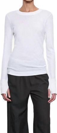 Enza Costa Easy Cuffed Crew Tee In White Enza Costa