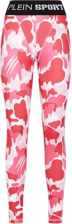 Plein Sport camouflage-print logo-waistband leggings - women - Elastane/Polyester - M - Pink