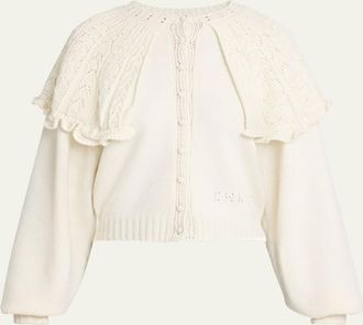 Chlo&eacute; Wool-Cashmere Pointelle Capelet Cardigan