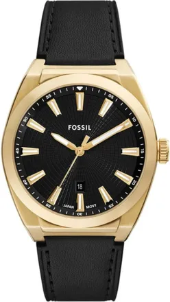Fossil Accessoires, Heren, Geel, ONE Size, Leer, Everett Horloge