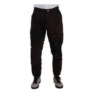 Dolce & Gabbana Jeans, Heren, Bruin, M, Denim, Bruine Distressed Regular Denim Jeans