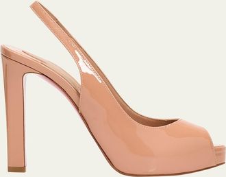 Christian Louboutin 120mm Lady Fanny Patent Leather Peep-Toe Pumps