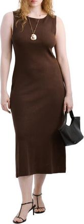 Mango Sleeveless Knit Midi Dress in Chocolate at Nordstrom, Size 6