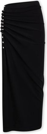 Paco Rabanne Zwarte Midi Rok Elegant Draper Chic - Dames - Maxi Rokken - Zwart - M - Rokken