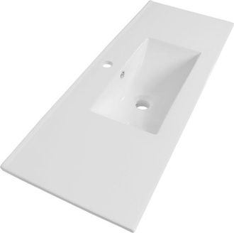 Saniclass Vygo Small Meubelwastafel - 100x40x2cm - 1 kraangat - keramiek - glans wit