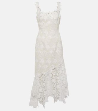 Oscar De La Renta Abito midi in tweed con pizzo