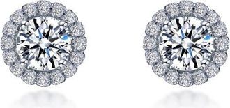 Lafonn Simulated Diamond Halo Stud Earrings in Silver at Nordstrom