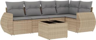 vidaXL Juego De Sof&aacute;s Jard&iacute;n Con Cojines 6 Pzas Rat&aacute;n Sint&eacute;tico Beige Vidaxl